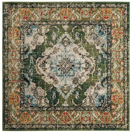 Safavieh Monaco Square Area Rug, Forest Green and Light Blue - 5 x 5 ft. MNC243F-5SQ
